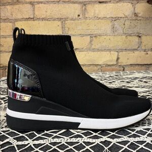 MICHAEL Michael Kors Black Skyler Stretch-Knit Sock Sneakers Booties, 7.5